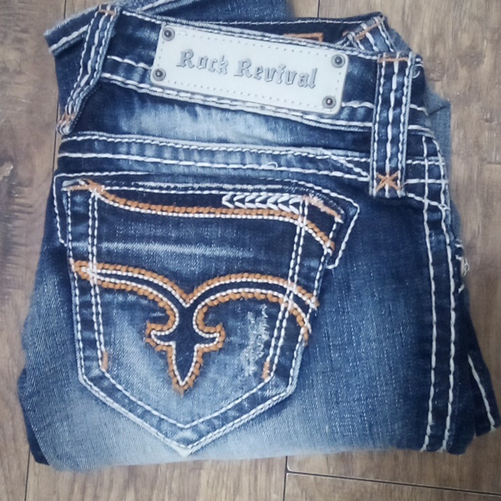 Rock Revival Jeans Women's 26 Skinny Polly Embroidered Distressed NWOT DEFECT